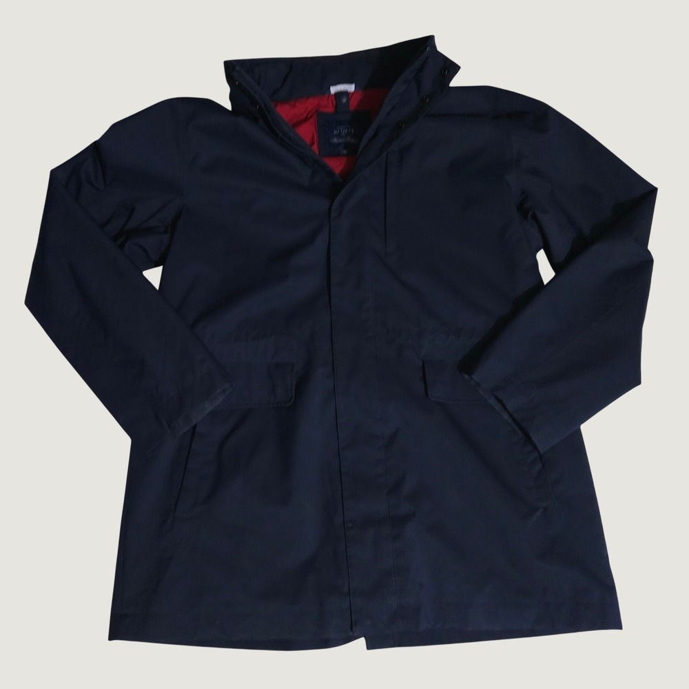 Brooks Brothers NetJets Mens Navy Blue Car Coat Jacket Red Lining XL